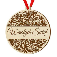 Bombka drewniana zawieszka na choinkę