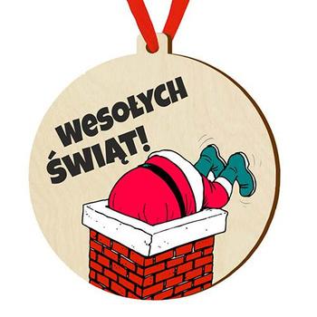 Bombka drewniana zawieszka na choinkę
