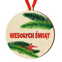 Bombka drewniana zawieszka na choinkę