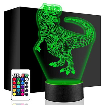 LAMPKA NOCNA LED DINOZAUR 3D + PILOT