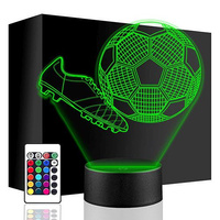 LAMPKA NOCNA PIŁKARZ PIŁKA KORKI 3D LED + PILOT 