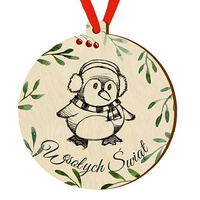Bombka drewniana zawieszka na choinkę