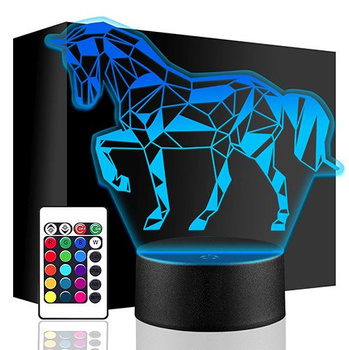 LAMPKA NOCNA KOŃ KONIK Jeździectwo 3D LED + PILOT 