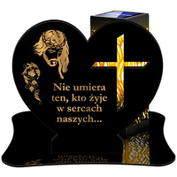 SOLARNY ZNICZ LED AŻUROWY PODSTAWKA STATUETKA NA CMENTARZ GRÓB DUŻA SERCE