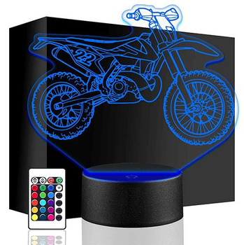 LAMPKA NOCNA LED MOTOCROSS MOTOR 3D + PILOT