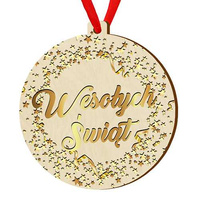 Bombka drewniana zawieszka na choinkę