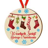 Bombka drewniana zawieszka na choinkę