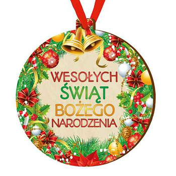 Bombka drewniana zawieszka na choinkę