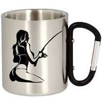 METALOWY KUBEK TURYSTYCZNY WĘDKARSKI Z KARABIŃCZYKIEM