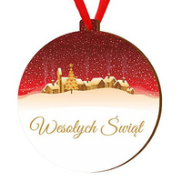 Bombka drewniana zawieszka na choinkę