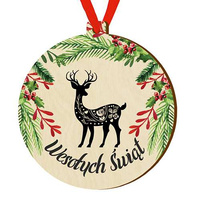 Bombka drewniana zawieszka na choinkę