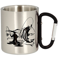METALOWY KUBEK TURYSTYCZNY WĘDKARSKI Z KARABIŃCZYKIEM