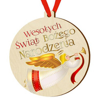 Bombka drewniana zawieszka na choinkę