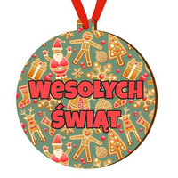 Bombka drewniana zawieszka na choinkę