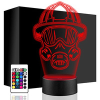 LAMPKA NOCNA LED KASK STRAŻAK MASKA 3D + PILOT