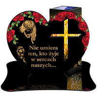 SOLARNY ZNICZ LED AŻUROWY PODSTAWKA STATUETKA NA CMENTARZ GRÓB DUŻA SERCE