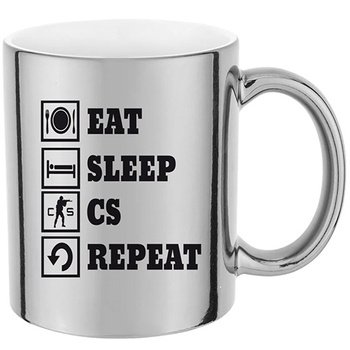 Kubek srebrny lustrzany EAT SLEEP CS