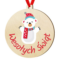 Bombka drewniana zawieszka na choinkę