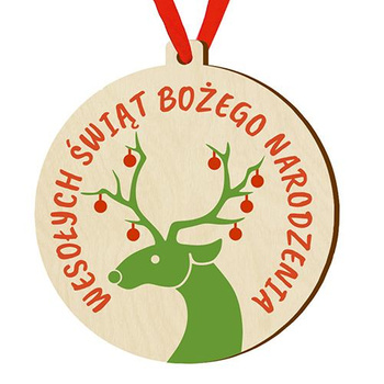 Bombka drewniana zawieszka na choinkę
